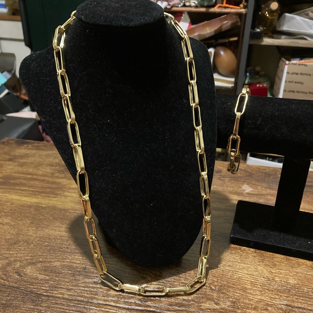 Bellezza gold over bronze necklace and bracelet set